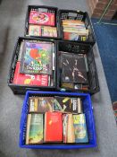 FIVE TRAYS OF VINTAGE BOOKS TO INCLUDE PRINCESS BOOK FOR GIRL AND SI FI EXAMPLES