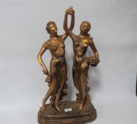 A BRONZE EFFECT OF TWO FEMALE FIGURES