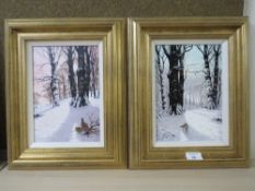 G. WILLIAMS A PAIR OF OIL ON BOARD SNOW SCENES