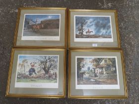 A SET OF FOUR FRAMED AND GLAZED NORMAN THELWELL SIGNED PRINTS