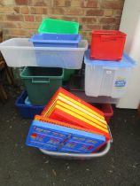 A LARGE SELECTION OF PLASTIC STORAGE BOXES