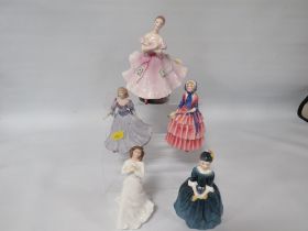 A ROYAL DOULTON " BALLERINA " FIGURINE TOGETHER WITH FOUR OTHER ROYAL DOULTON FIGURINES (5)