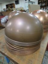 A SET OF 13 COPPER CIRCULAR SHADES/BOWLS DIA. 38 CM