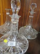 THREE SHIPS DECANTERS ONE STOPPER MISSING