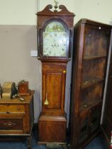 A 19TH CENTURY EIGHT DAY LONGCASE CLOCK BY A SWANSEA MAKER TWO WEIGHTS AND PENDULUM