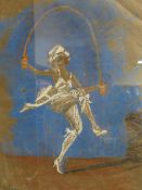 A PASTEL OF A FIGURE DANCING ON STAGE