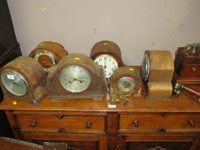 SIX ASSORTED VINTAGE MANTEL CLOCKS AND A TELEPHONE