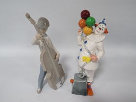 A LLADRO MUSICIAN AND ROYAL DOULTON BALLOON CLOWN FIGURINE