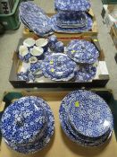 THREE BOXES OF ASSORTED BLUE/ WHITE CALICO WARE