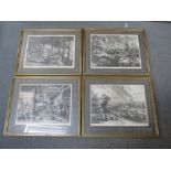 AFTER PETER PAUL RUBENS (1577-1640). Four early engravings, two farmstead scenes with animals and