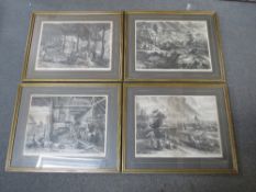 AFTER PETER PAUL RUBENS (1577-1640). Four early engravings, two farmstead scenes with animals and