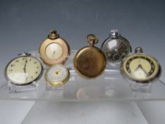 SIX VARIOUS VINTAGE POCKET WATCHES, gold plated and silver plated examples to include Waltham and