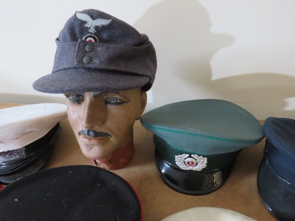 A COLLECTION OF VARIOUS MILITARY CAPS AND BERETS ETC., to include Naval and German types, along with - Image 5 of 7