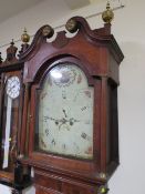 A MID 19TH CENTURY 8 DAY LONGCASE CLOCK, the oak case with mahogany crossbands and swan neck