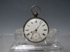 A SILVER CASED FUSEE POCKET WATCH - LONDON 1873, Dia. 4.5 cm