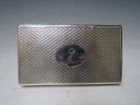 A 19TH CENTURY SILVER PLATED SANDWICH TIN, by James Dixon & Sons, 8 x 13 cm