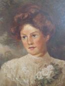 ALPHEGE BREWER (XIX-XX). English school, head and shoulder portrait study of a young woman,