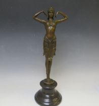 A 20TH CENTURY BRONZED FEMALE ART DECO FIGURE AFTER D.H. CHIPARUS, H 41 cm