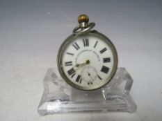 A VINTAGE SOUTH AFRICAN RAILWAY WHITE METAL POCKET WATCH, 'Cape Government Railways', Dia. 5 cm