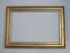 A 19TH CENTURY GOLD FRAME WITH EGG AND DART DESIGN TO OUTER EDGE, frame W 10 cm, rebate 85 x 53 cm