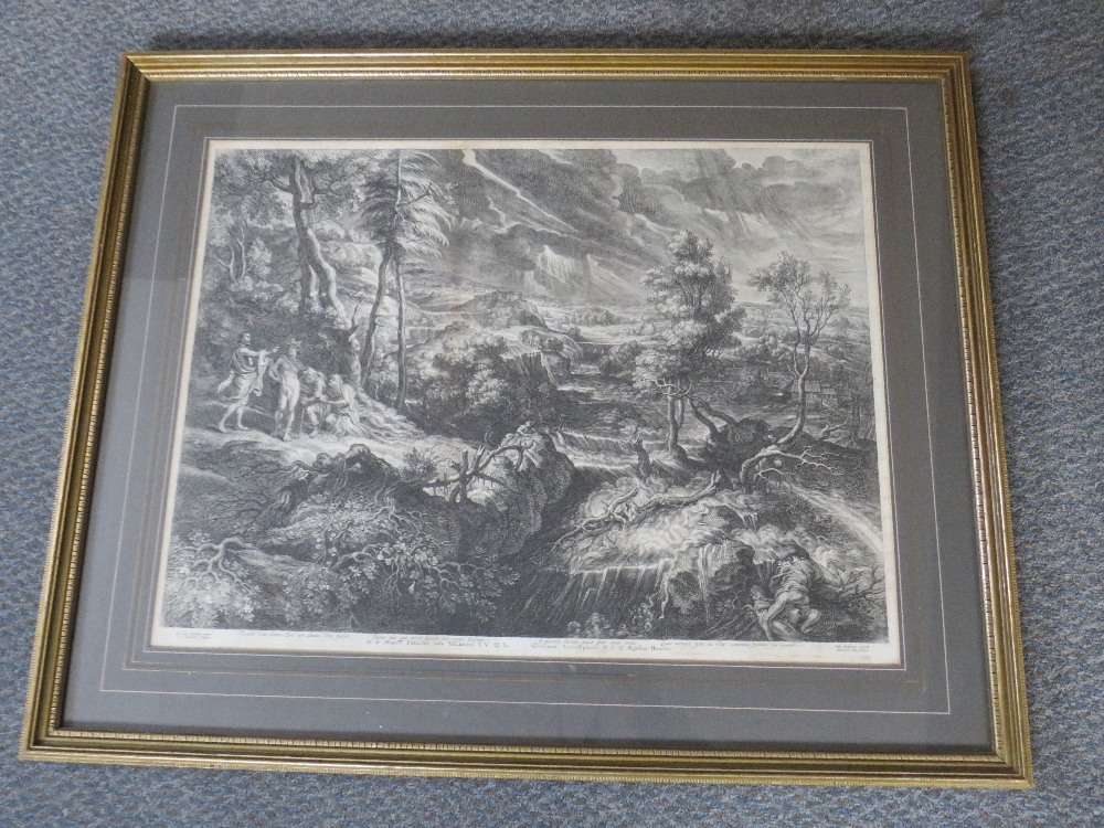 AFTER PETER PAUL RUBENS (1577-1640). Four early engravings, two farmstead scenes with animals and - Image 6 of 6