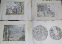 A FOLDER OF EARLY OLD MASTER STYLE PEN & INKS AND WATERCOLOURS ON PAPER, various subjects, unsigned,