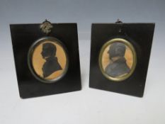 AN OVAL PORTRAIT MINIATURE SILHOUETTE OF JAMES DEAGAN OF DUBLIN 1816, inscribed verso, framed and