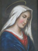 (XIX-XX). A portrait study of The Madonna, indistinctly signed lower right, oil on board, framed and