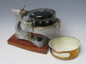 HENRY BROWNE & SON 'SESTRAL' GIMBAL COMPASS, fitted on a wooden plinth, Pat No. 752093, No.84078/V
