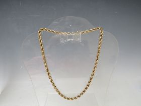 A HALLMARKED 9CT GOLD ROPE CHAIN, overall L 46.5 cm, approx weight 20 g