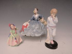 THREE ROYAL DOULTON FIGURINES, comprising Elyse, H 16 cm, Sleepy Darling, H 19 cm and Babie, H 12.