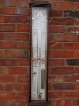 A MID 20TH CENTURY ADMIRAL FITZROY WALL BAROMETER, having a paper dial, brass markers, thermometer