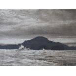 W. CALDERWOOD AULD (XIX-XX). Stormy coastal scene 'Off Tiree', signed in pencil lower right,