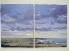 COLIN CARRUTHERS (XX). Northern Irish school, a diptych impressionist stormy coastal scene, 'Towards