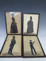 A SET OF FOUR 19TH CENTURY SILHOUETTES OF THE WEST FAMILY, 'Frederick West', James John West',