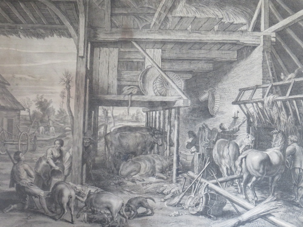 AFTER PETER PAUL RUBENS (1577-1640). Four early engravings, two farmstead scenes with animals and - Image 5 of 6