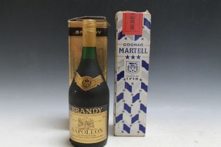 1 UNOPENED BOX OF FORTE'S DUTY FREE MARTELL THREE STAR COGNAC, together with 1 boxed 1 litre