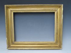 A 19TH CENTURY GILT FRAME, frame W 6.5 cm, rebate 38 x 28 cm