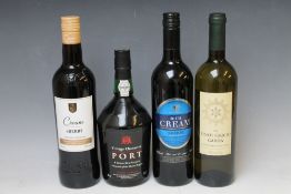 A SELECTION OF 4 ASSORTED BOTTLES OF ALCOHOL TO INCLUDE 1 BOTTLE OF ST MICHAEL VINTAGE CHARACTER