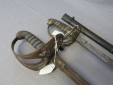 A VICTORIAN 1845 PATTERN INFANTRY OFFICERS SWORD, with slightly curved single edge blade, VR