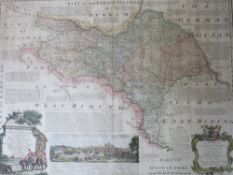 EMAN BOWEN (XVIII). A hand coloured map 'Part of The West Riding', 55 x 73 cm