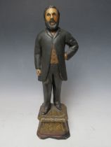 A 19TH CENTURY PAINTED PLASTER FIGURE STUDY ON BASE, name on base 'John Hewitt 1867', H 40 cm