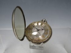 A VICTORIAN SILVER FACED POCKET WATCH, Dia. 4.5 cm