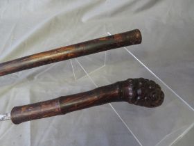 A 19TH CENTURY BAMBOO SWORD STICK, blade L 64 cm, overall L 93 cm