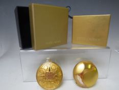 TWO VINTAGE ESTEE LAUDER POWDER COMPACTS, both boxed and with protective cloth 'bags', approx Dia. 6