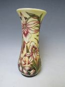 A MOORCROFT POTTERY VASE BY SHIRLEY HAYES, with tube lined floral sprays on a beige ground, marks