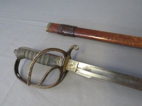 A LATE 19TH CENTURY INFANTRY OFFICERS SWORD - POSSIBLY CONTINENTAL, openwork steel basket and
