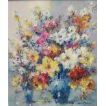 CONTINENTAL SCHOOL (XX-XXI). A floral still life impressionist study, signed lower right, oil on