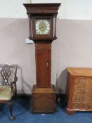 A 19TH CENTURY OAK CASED 30 HOUR LONGCASE CLOCK BY WEBSTER OF SALOP, having a 10" brass dial with