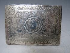 A HALLMARKED SILVER AIDE MEMOIRE - BIRMINGHAM 1875, with decorated front and back, push button